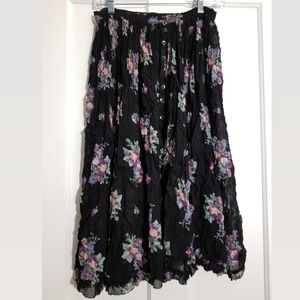 Sheer floral calf length skirt